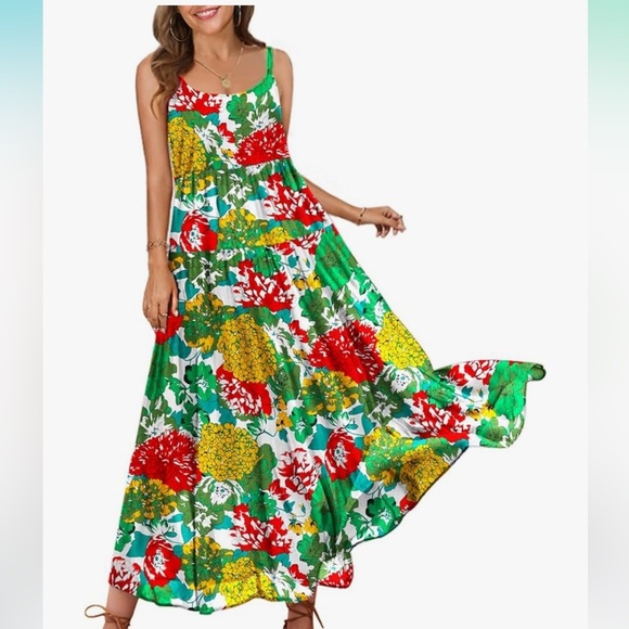 Flowy Floral Spaghetti Strap Maxi Dress - Picture 12 of 15